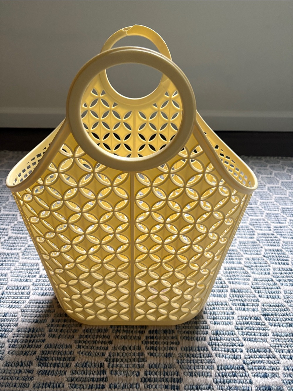Sunshine Yellow Cutout Tote with Circular Handles